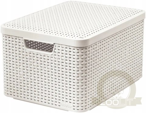 Curver Koszyk Z Pokrywą Rattan Style Kremowy L