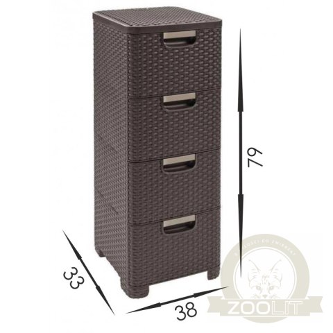 Curver Regał Z Szufladami Ciemny Brąz 4x14l Curver Regał Z Szufladami Ciemny Brąz 4x14l