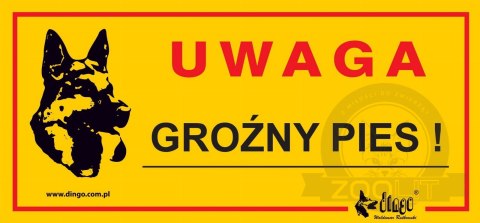 Dingo Metalowa Tabliczka Ostrzegawcza "Uwaga Groźny Pies" Dingo Metalowa Tabliczka Ostrzegawcza "Uwaga Groźny Pies"