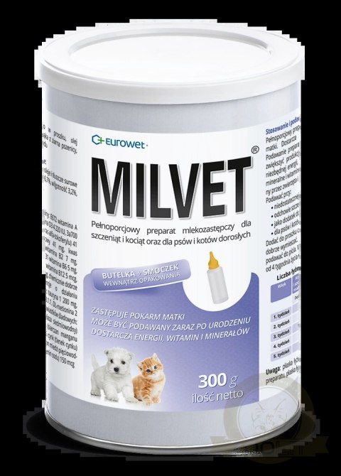 Eurowet Milvet Mleko Zastępcze Dla Szczeniąt I Kociąt 300g Eurowet Milvet Mleko Zastępcze Dla Szczeniąt I Kociąt 300g