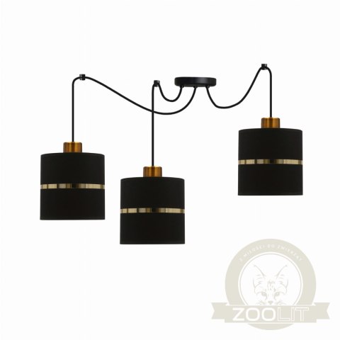 Assam p lampa wisząca czarny+złoty 3x60w e27 abażur czarny+złoty pasek Assam p lampa wisząca czarny+złoty 3x60w e27 abażur czarny+złoty pasek