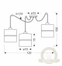 Assam p lampa wisząca czarny+złoty 3x60w e27 abażur czarny+złoty pasek