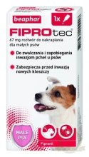 BEAPHAR Fiprotec Fiprotec S 1 Pipeta Kropli Przeciwko Ektopasożytom Dla Małych Psów 67mg