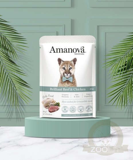 Amanova Cat Brilliant Beef & Chicken - wołowina i kurczak saszetka 85g [P14]