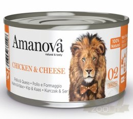 Amanova Cat Chicken & Cheese - kurczak i ser w bulionie puszka 70g [02]