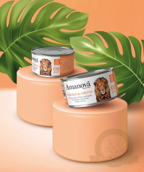 Amanova Cat Chicken & Cheese - kurczak i ser w bulionie puszka 70g [02]
