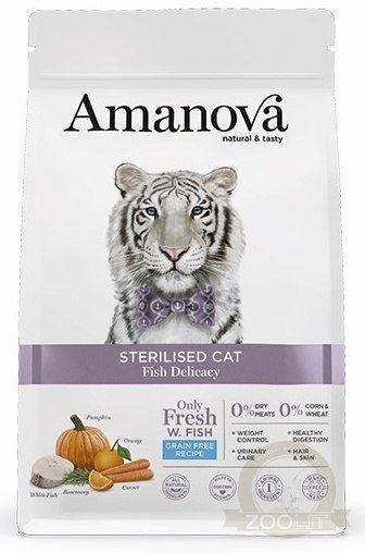 Amanova Cat Sterilised Fish Delicacy - biała ryba 1,5kg