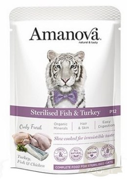 Amanova Cat Sterilised Fish & Turkey - biała ryba i indyk saszetka 85g [P12]