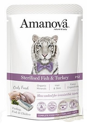 Amanova Cat Sterilised Fish & Turkey - biała ryba i indyk saszetka 85g [P12]
