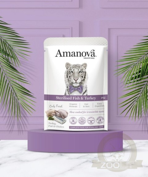 Amanova Cat Sterilised Fish & Turkey - biała ryba i indyk saszetka 85g [P12]