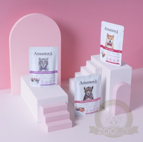 Amanova Cat Sterilised Fish & Turkey - biała ryba i indyk saszetka 85g [P12]