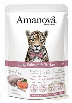 Amanova Cat Tasty Salmon & Turkey - łosoś i indyk saszetka 85g [P11]