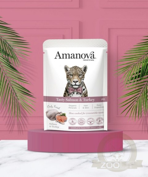 Amanova Cat Tasty Salmon & Turkey - łosoś i indyk saszetka 85g [P11]