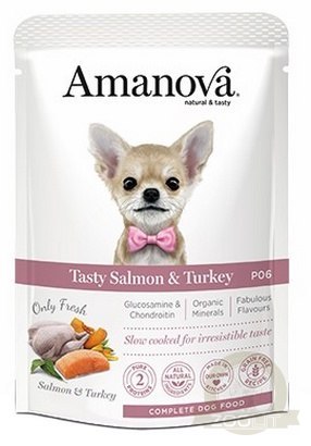 Amanova Dog Adult Tasty Salmon & Turkey - łosoś i indyk saszetka 300g [P06]
