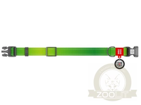 Collar WauDog Nylon Mono Obroża nylonowa odblaskowa z QR-paszportem, plastikowy fastex, M 20mm/28-40cm jasnozielona Collar WauDog Nylon Mono Obroża nylonowa odblaskowa z QR-paszportem, plastikowy fastex, M 20mm/28-40cm jasnozielona