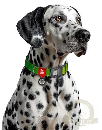 Collar WauDog Nylon Mono Obroża nylonowa odblaskowa z QR-paszportem, plastikowy fastex, M 20mm/28-40cm jasnozielona Collar WauDog Nylon Mono Obroża nylonowa odblaskowa z QR-paszportem, plastikowy fastex, M 20mm/28-40cm jasnozielona