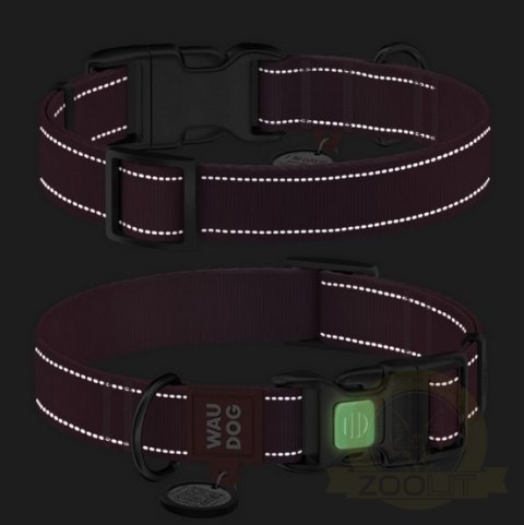 Collar WauDog Nylon Mono Obroża nylonowa odblaskowa z QR-paszportem, plastikowy fastex, M 20mm/28-40cm jasnozielona Collar WauDog Nylon Mono Obroża nylonowa odblaskowa z QR-paszportem, plastikowy fastex, M 20mm/28-40cm jasnozielona
