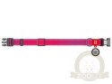 Collar WauDog Nylon Mono Obroża nylonowa odblaskowa z QR-paszportem, plastikowy fastex, S 15mm/25-35cm różowa