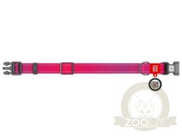 Collar WauDog Nylon Mono Obroża nylonowa odblaskowa z QR-paszportem, plastikowy fastex, S 15mm/25-35cm różowa