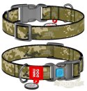 Collar WauDog Nylon Obroża nylonowa z QR-paszportem, plastikowy fastex, wzór MILITARY, M 20mm/28-40cm