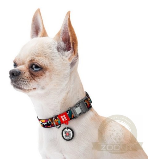 Collar WauDog Nylon Obroża nylonowa z QR-paszportem, plastikowy fastex, wzór ZĘBATE POTWORY, L 25mm/33-49cm Collar WauDog Nylon Obroża nylonowa z QR-paszportem, plastikowy fastex, wzór ZĘBATE POTWORY, L 25mm/33-49cm