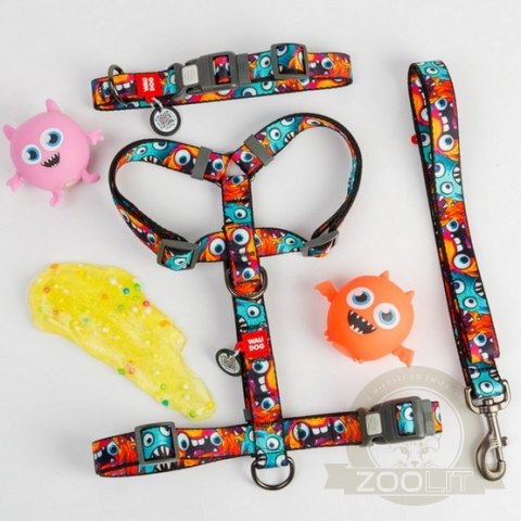Collar WauDog Nylon Obroża nylonowa z QR-paszportem, plastikowy fastex, wzór ZĘBATE POTWORY, L 25mm/33-49cm Collar WauDog Nylon Obroża nylonowa z QR-paszportem, plastikowy fastex, wzór ZĘBATE POTWORY, L 25mm/33-49cm