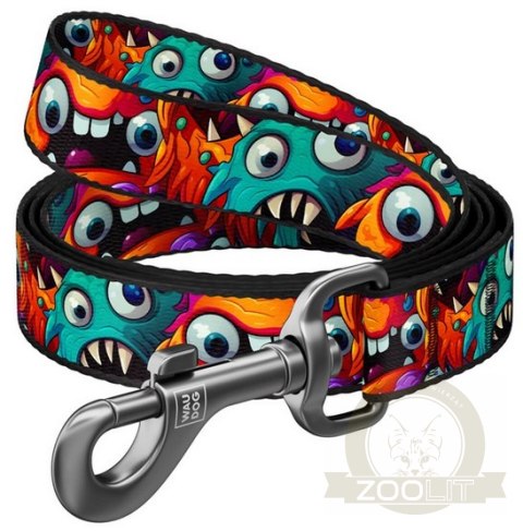 Collar WauDog Nylon Smycz nylonowa L-XXL 25mm/200cm, wzór ZĘBATE POTWORY Collar WauDog Nylon Smycz nylonowa L-XXL 25mm/200cm, wzór ZĘBATE POTWORY