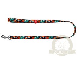 Collar WauDog Nylon Smycz nylonowa M 20mm/200cm, wzór ZĘBATE POTWORY