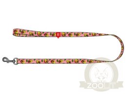Collar WauDog Nylon Smycz nylonowa S 15mm/200cm, wzór AWOKADO NA RÓŻU