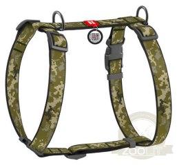 Collar WauDog Nylon Szelki nylonowe anatomiczne w kształcie litery H, z QR-paszportem, plastikowy fastex, wzór MILITARY, rozmiar