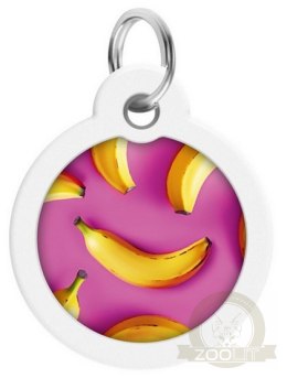 Collar WauDog Smart ID Zawieszka z QR-paszportem okrągła 3cm banany na różu