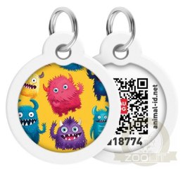 Collar WauDog Smart ID Zawieszka z QR-paszportem okrągła 3cm futrzane potwory