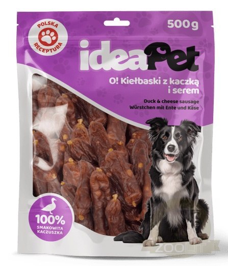 IdeaPet Kiełbaski z kaczką i serem 500g IdeaPet Kiełbaski z kaczką i serem 500g