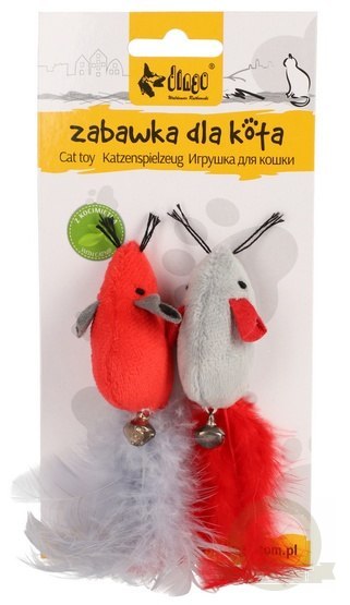 Dingo Zabawka dla kota - Love Myszki z piórkami 2szt
