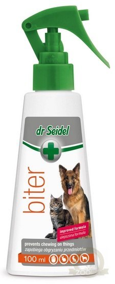 Dr Seidel Biter - Płyn przeciw obgryzaniu przedmiotów przez zwierzęta - spray 100ml Dr Seidel Biter - Płyn przeciw obgryzaniu przedmiotów przez zwierzęta - spray 100ml