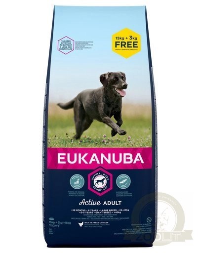 Eukanuba Adult Large Breed Chicken 18kg (15+3kg GRATIS)
