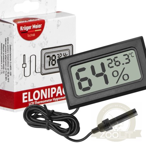 Kruger Meier Elonipac LCD - termometr hygrometr z sondą Kruger Meier Elonipac LCD - termometr hygrometr z sondą