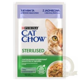 Purina Cat Chow Sterilised Karma Z Jagnięciną I Zieloną Fasolką W Sosie 85g