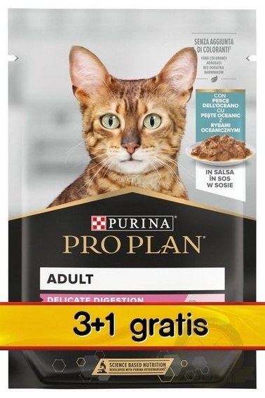 Purina Pro Plan Cat Delicate ryba oceaniczna saszetka 4x85g 3+1 gratis Purina Pro Plan Cat Delicate ryba oceaniczna saszetka 4x85g 3+1 gratis