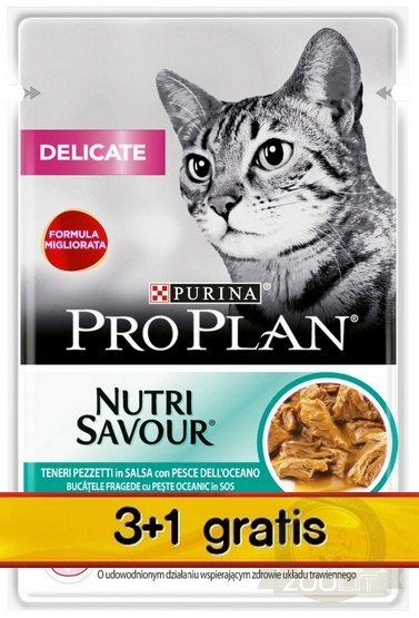 Purina Pro Plan Cat Delicate ryba oceaniczna saszetka 4x85g 3+1 gratis Purina Pro Plan Cat Delicate ryba oceaniczna saszetka 4x85g 3+1 gratis