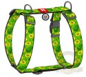 Collar WauDog Nylon Szelki nylonowe anatomiczne w kształcie litery H, z QR-paszportem, plastikowy fastex, wzór AWOKADO, rozmiar 