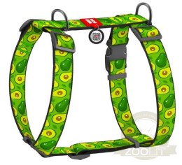 Collar WauDog Nylon Szelki nylonowe anatomiczne w kształcie litery H, z QR-paszportem, plastikowy fastex, wzór AWOKADO, rozmiar 