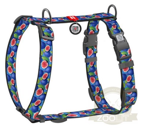 Collar WauDog Nylon Szelki nylonowe anatomiczne w kształcie litery H, z QR-paszportem, plastikowy fastex, wzór FIGA, rozmiar M 2