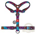 Collar WauDog Nylon Szelki nylonowe anatomiczne w kształcie litery H, z QR-paszportem, plastikowy fastex, wzór LATO, rozmiar L 2