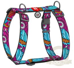Collar WauDog Nylon Szelki nylonowe anatomiczne w kształcie litery H, z QR-paszportem, plastikowy fastex, wzór LATO, rozmiar XL 