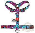 Collar WauDog Nylon Szelki nylonowe anatomiczne w kształcie litery H, z QR-paszportem, plastikowy fastex, wzór LATO, rozmiar XL 