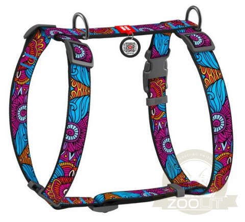 Collar WauDog Nylon Szelki nylonowe anatomiczne w kształcie litery H, z QR-paszportem, plastikowy fastex, wzór LATO, rozmiar M 2