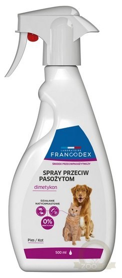 Francodex Spray przeciwpasożytniczy z dimetykonem dla psów i kotów 500ml