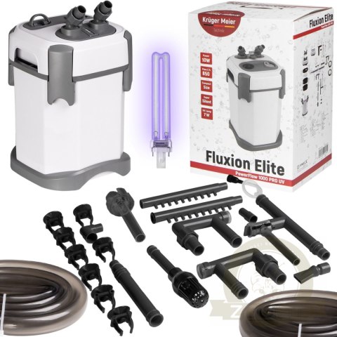 Kruger Meier Fluxion Elite 1000 UVC PRO - filtr zewnętrzny z lampą UV do akwarium 80 - 180 litrów Kruger Meier Fluxion Elite 1000 UVC PRO - filtr zewnętrzny z lampą UV do akwarium 80 - 180 litrów