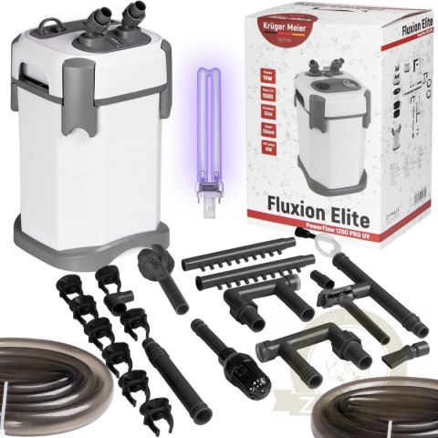 Kruger Meier Fluxion Elite 1800 UVC PRO - filtr zewnętrzny z lampą UV do akwarium 120 - 350 litrów Kruger Meier Fluxion Elite 1800 UVC PRO - filtr zewnętrzny z lampą UV do akwarium 120 - 350 litrów